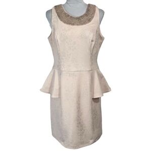 NEW Y2K Jackie Jon Beaded Peplum Dress Size 12 Fitted Peach Pink Party Coquette